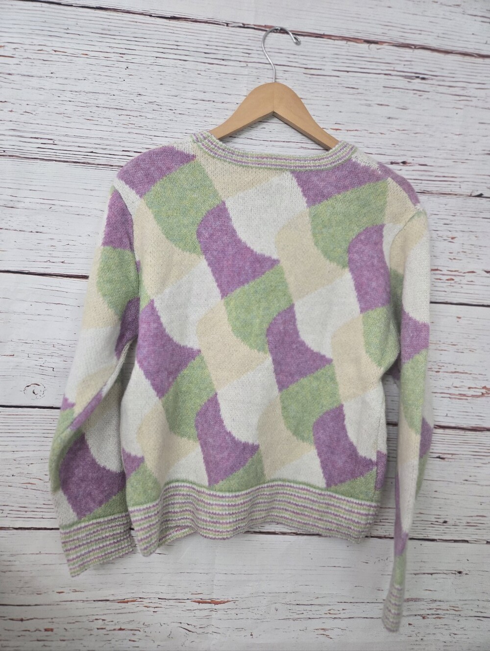 NWT &merci Pastel Geometric Fuzzy Knit Sweater Size Small - Picture 7 of 16